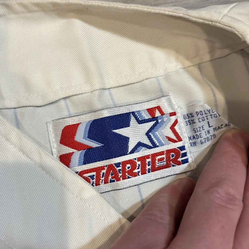 Vintage‎ Starter Chicago Cubs MLB Button Up Pinstripe Jersey Shirt Size Large